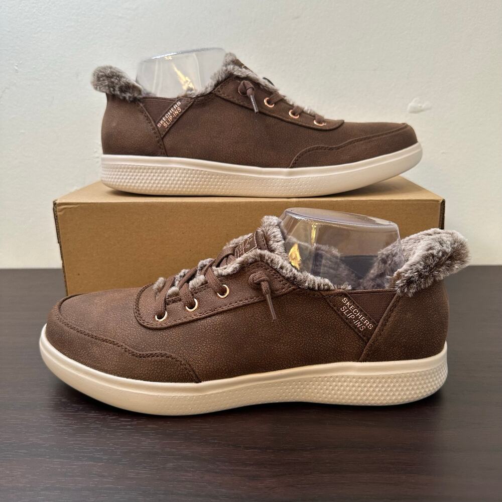 Skechers Hands Free BOBS Skip Cute-B Snug Slip-On Brown Sneakers Size 8.5, New